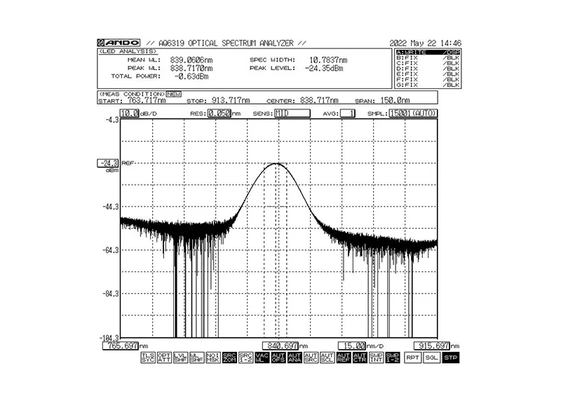 840nm 5mW 10nm širokopásmový modul svetelného zdroja SLED 840nm 5mW 10nm širokopásmový modul svetelného zdroja SLED